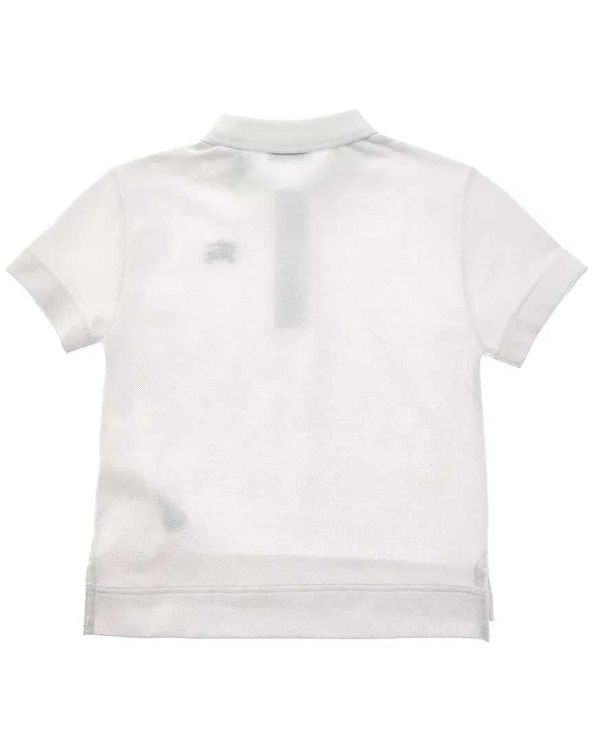 Детское поло Burberry Pique Polo Shirt, White — фото 2