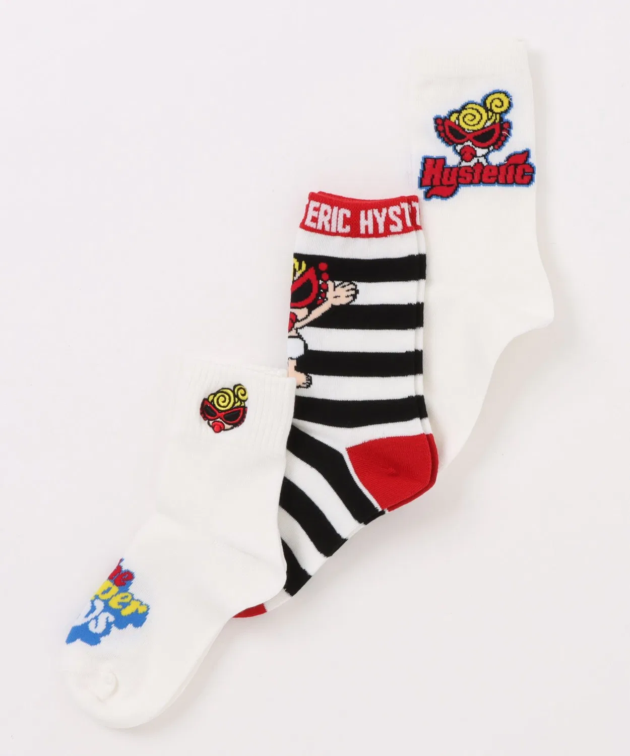 Детские носки с принтом 3 пары HYSTERIC MINI, White