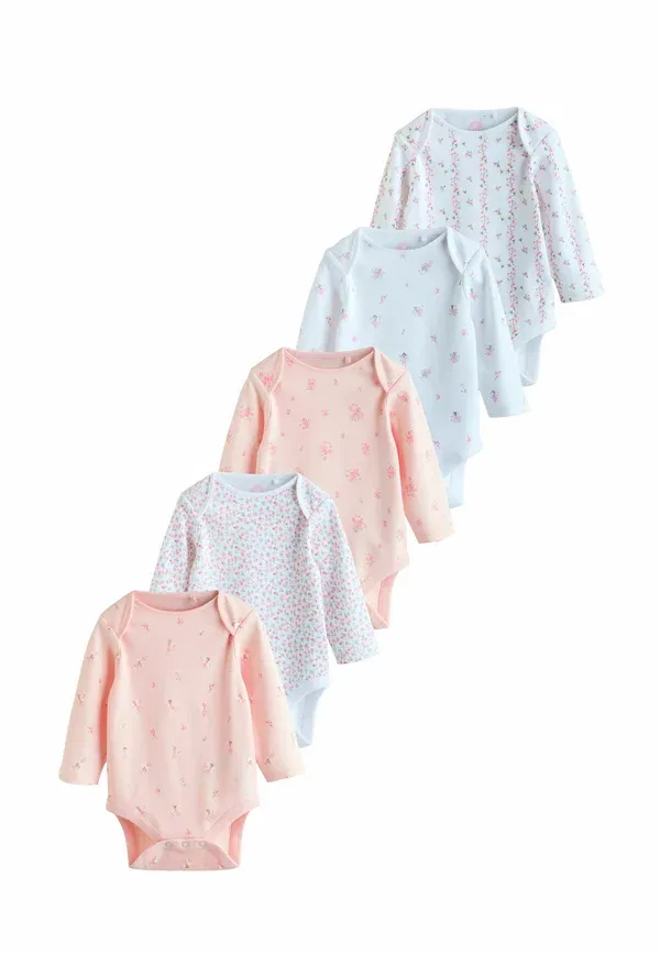 Боди с цветочным принтом Regular fit long sleeve 5 pack, Next, розовый