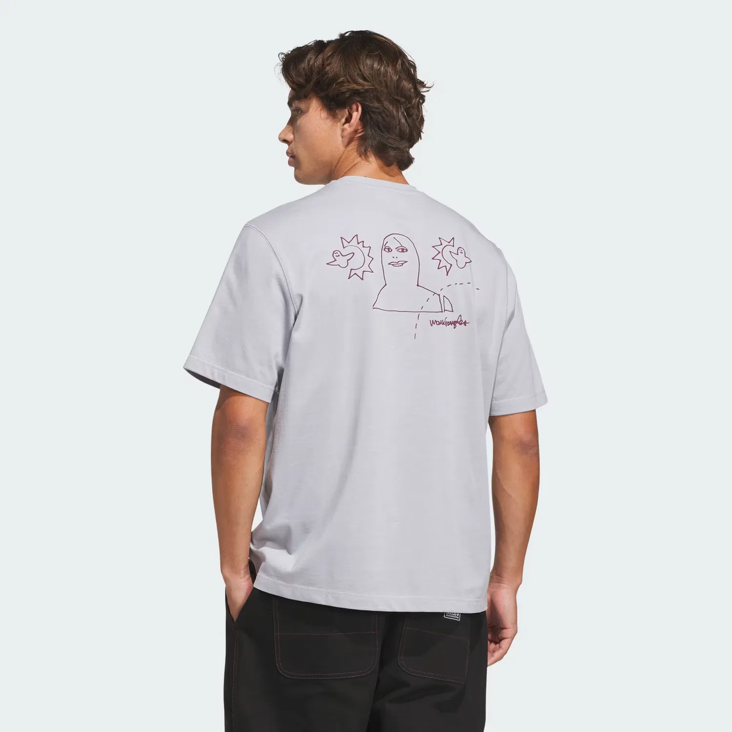 Футболка свободного кроя SKATEBOARDING x MARK GONZALES NOT AMUSED TEE Adidas Originals, серебристый/темно-красный — фото 4