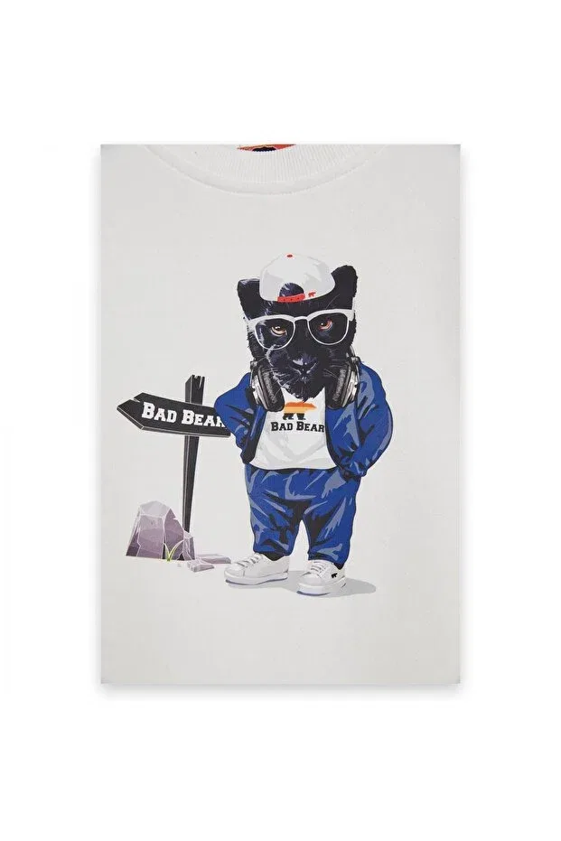 Детская толстовка для девочек с круглым вырезом Bad Bear, C04 Off-White — фото 3