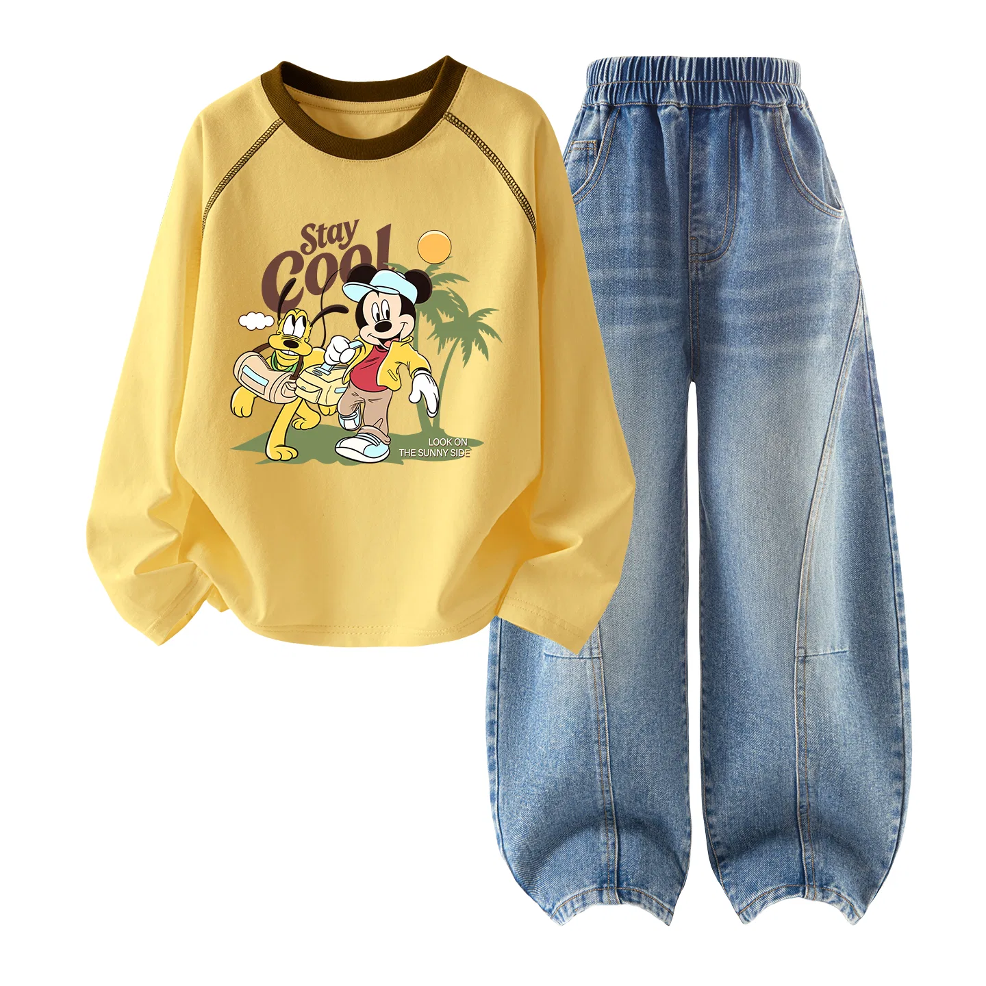 Детский спортивный костюм с принтом Disney, Cheese Yellow+Denim Blue — фото 4