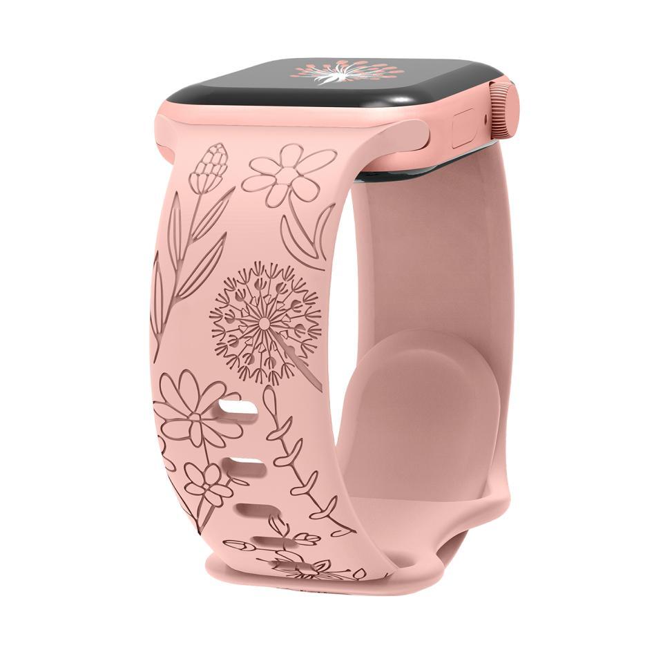 

Ремешок из силикона, совместимый с Apple, 49 мм Zhongwo, Radium carved dandelion pink color