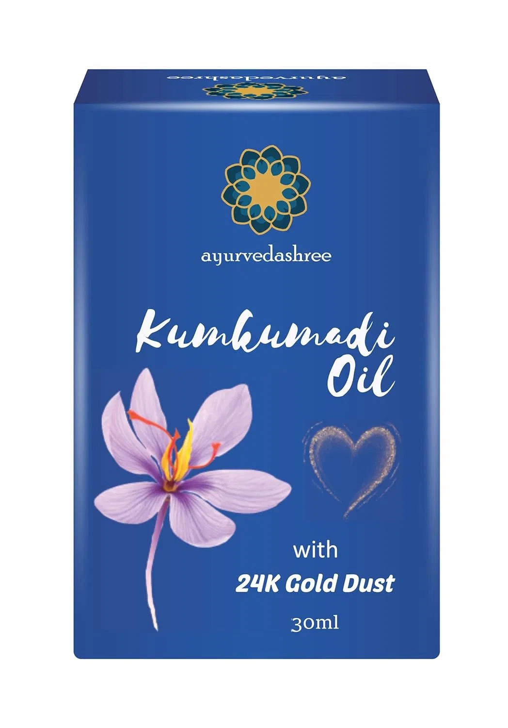 Масло для лица Kumkumadi с 24k золотыми хлопьями, AYURVEDASHREE, 30 мл