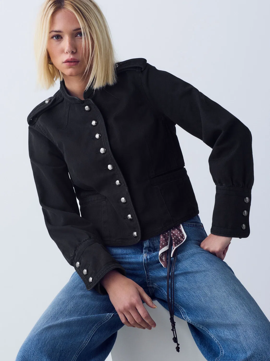 Куртка военная, Regular, Black Military Jacket Next, черный
