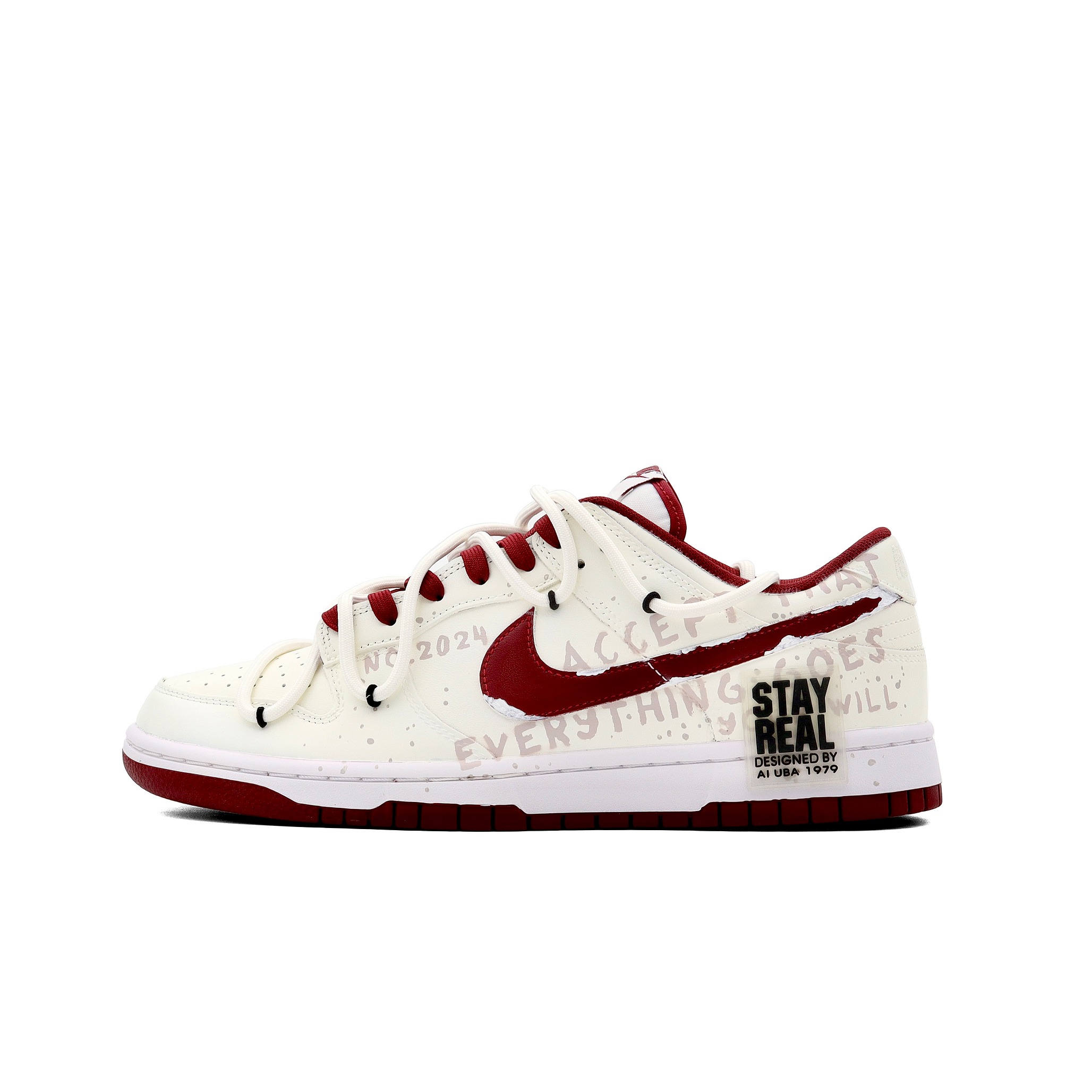 

Кастомизированные кроссовки Nike Dunk Skateboarding Men's, белый/красный