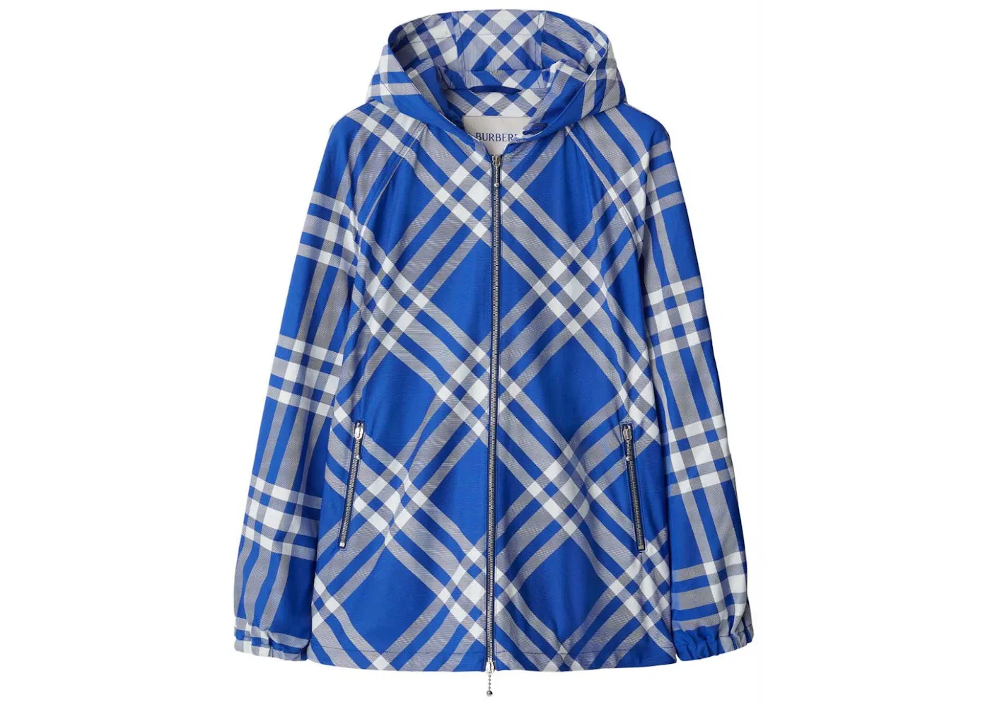 Мужская куртка с капюшоном в клетку Burberry, Cobalt Blue/White