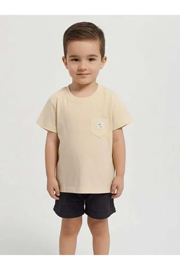 Детская футболка для мальчиков с коротким рукавом Zekids, Beige — фото 2