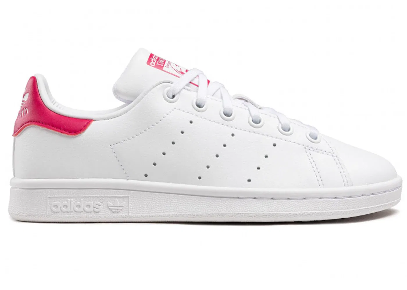 Детские кроссовки Lifestyle с перфорацией Adidas Stan Smith Adidas, Footwear White/Footwear White/Bold Pink