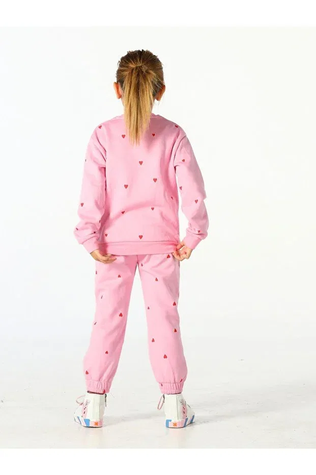 Детский спортивный комплект для девочек с принтом Heart Patterned Girl Power Casabony, Pink — фото 2