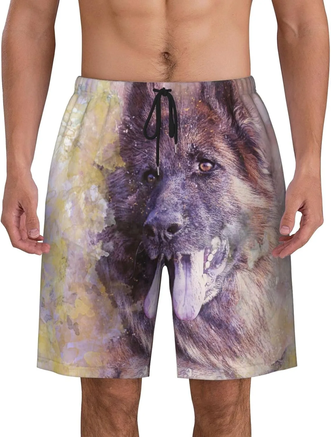 Мужские пляжные шорты с изображением немецкой овчарки, мужские плавки, пляжные шорты с карманами, купальники Generic, черный