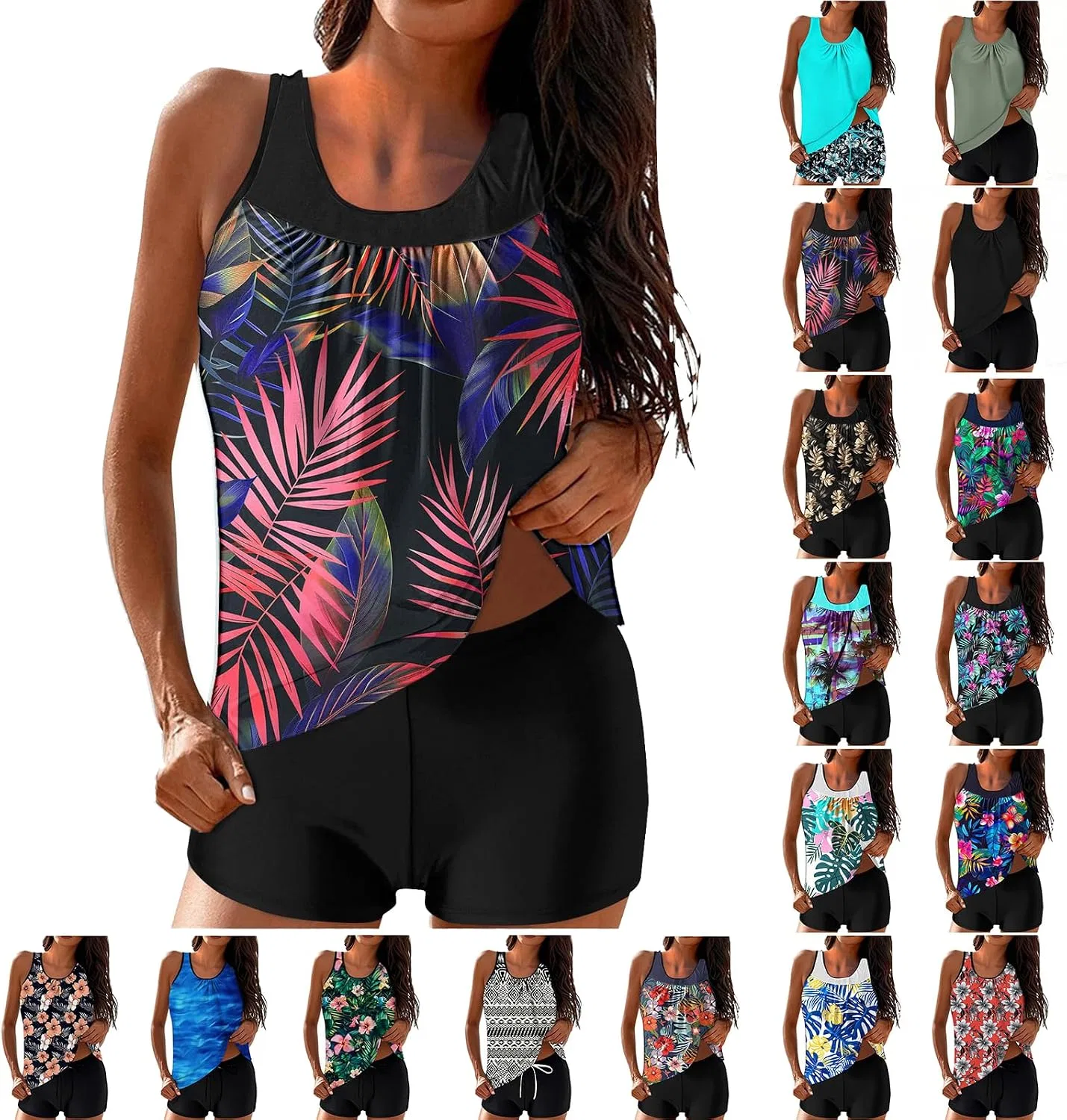 Женский танкини с эффектом утяжки живота LI&UA, Multicolor