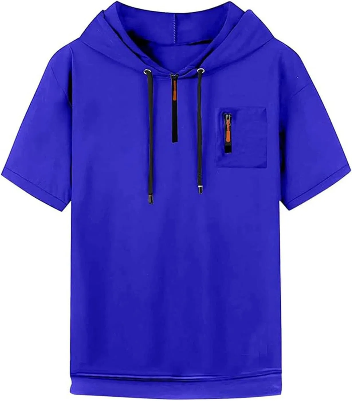 Мужская футболка с капюшоном и карманом кенгуру, Black/Blue — фото 4