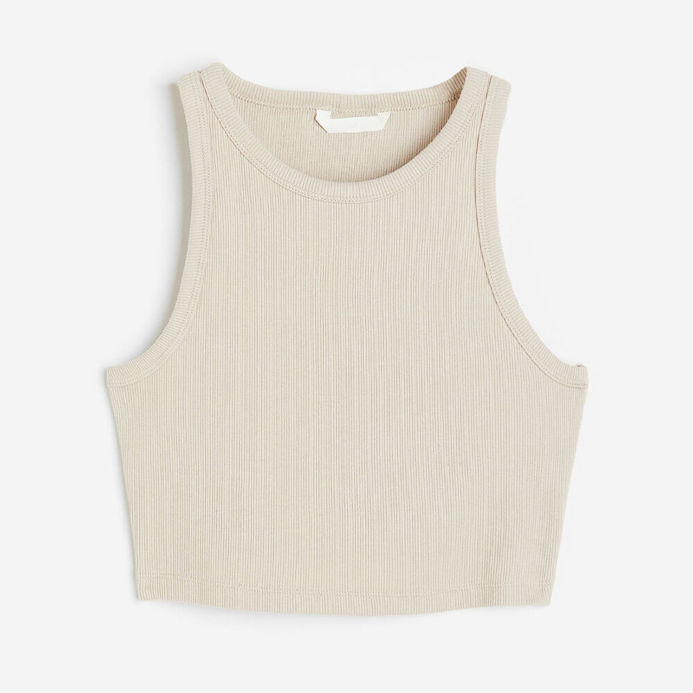 

Топ H&M Crop Tank, светло-бежевый
