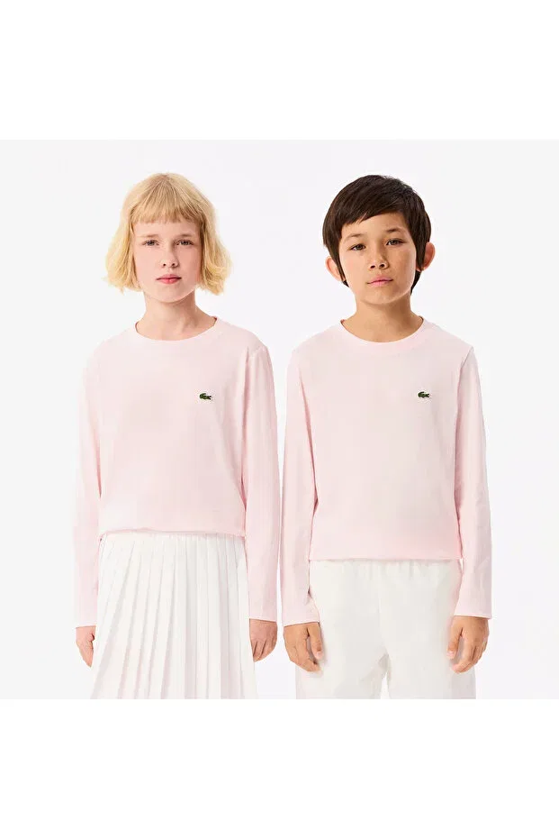 Детская футболка для девочек хлопковая с длинным рукавом Lacoste, T03-Pink