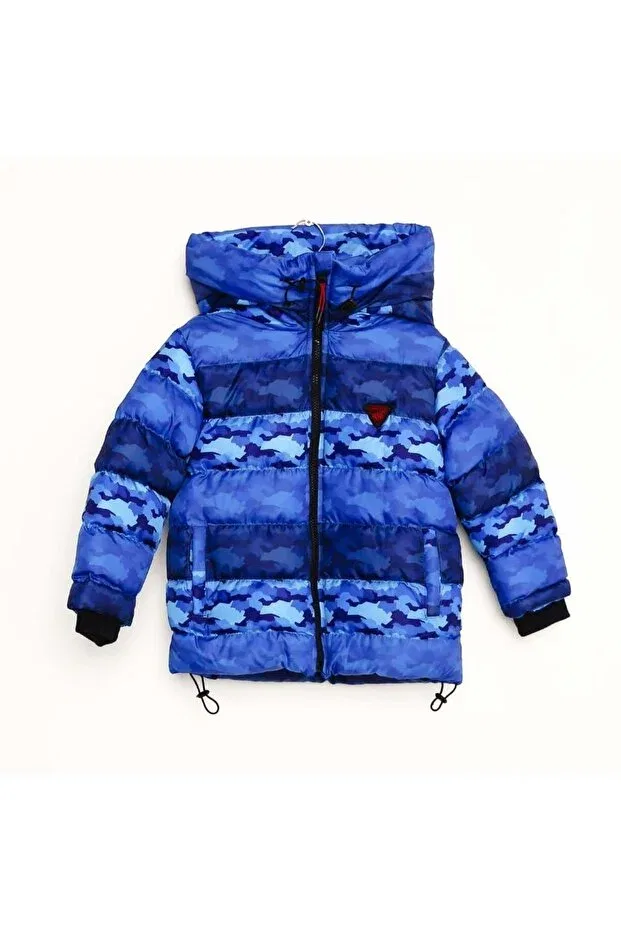 Детское пальто для девочек с капюшоном Camouflage Patterned Coat Nanica, Sax