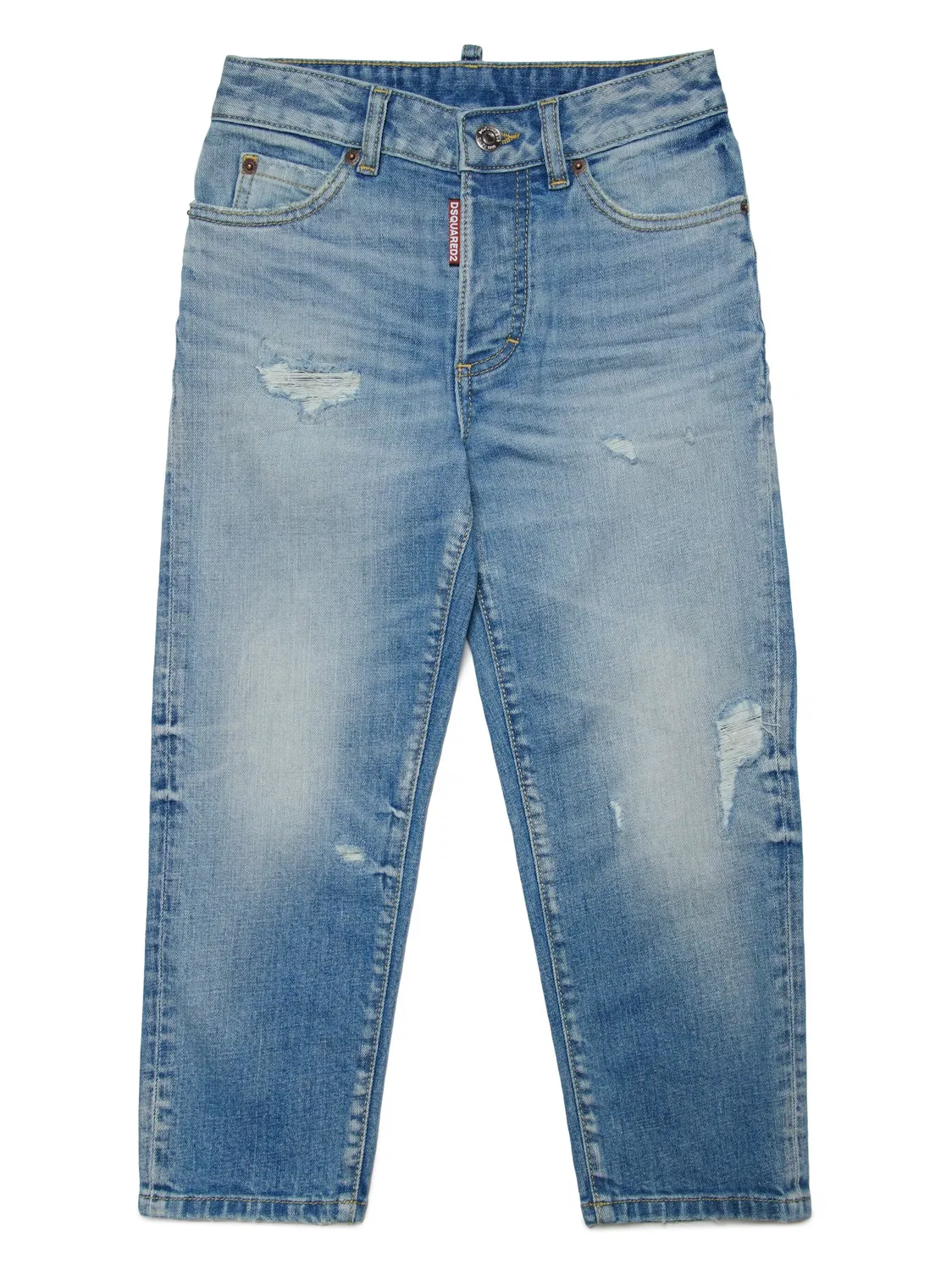 Джинсы прямого кроя с потертостями DSQUARED2, синий