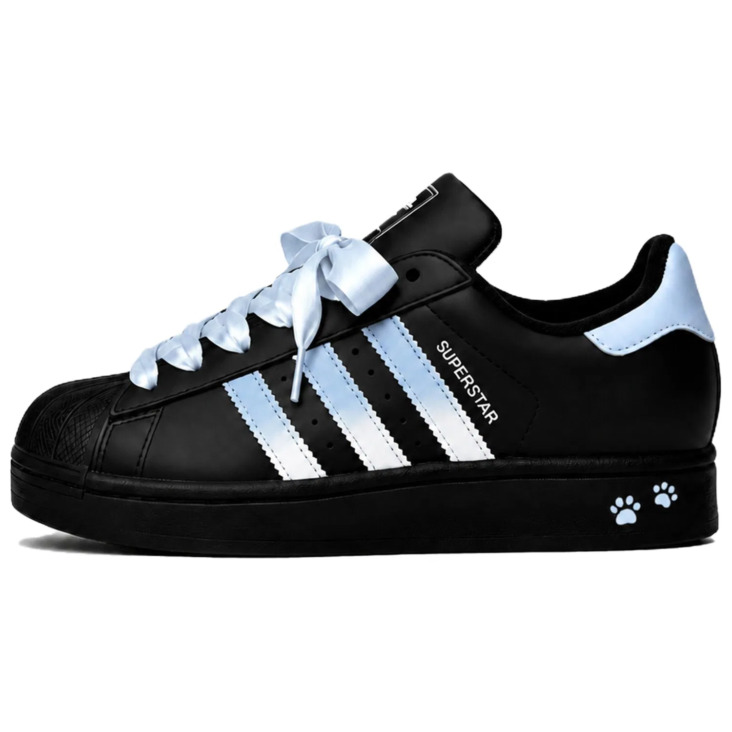 Детские кроссовки для скейтбординга с принтом кота Superstar 2, Adidas Originals, Black Blue Gradient — фото 3