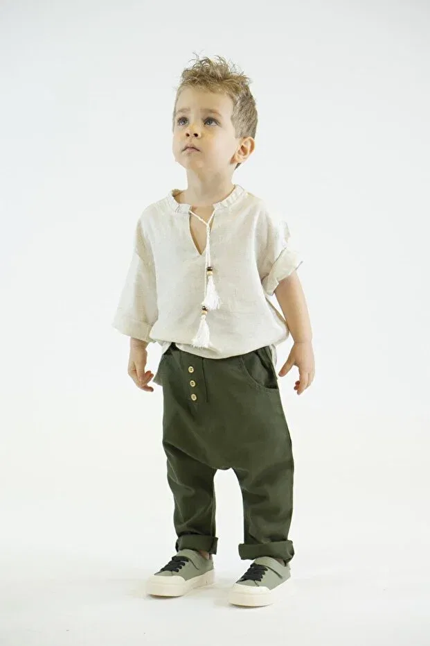 Детская рубашка для мальчиков с длинным рукавом Design Catz Kids, Khaki