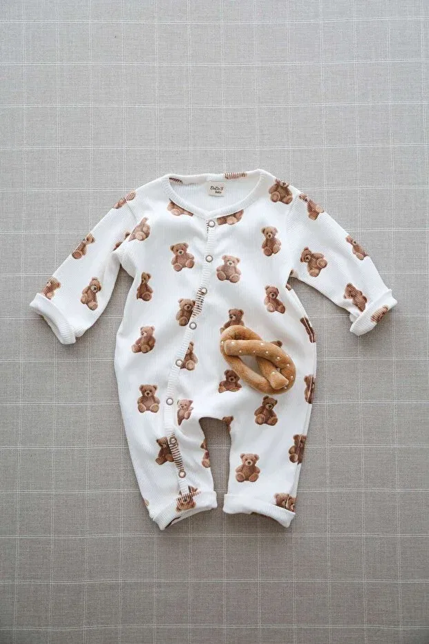 Детский комбинезон для девочек с принтом Teddy Bear Pattern Dodo'S Baby, Brown — фото 4