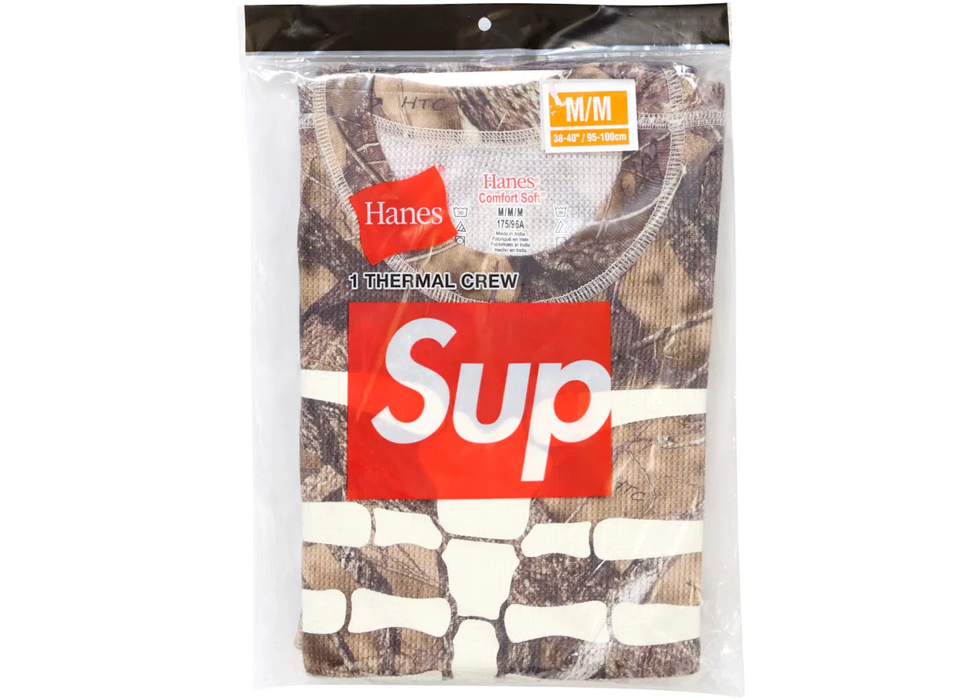Мужской термолонгслив с принтом скелета Supreme Hanes Bones Thermal Crew, цвет Woodland Camo — фото 4