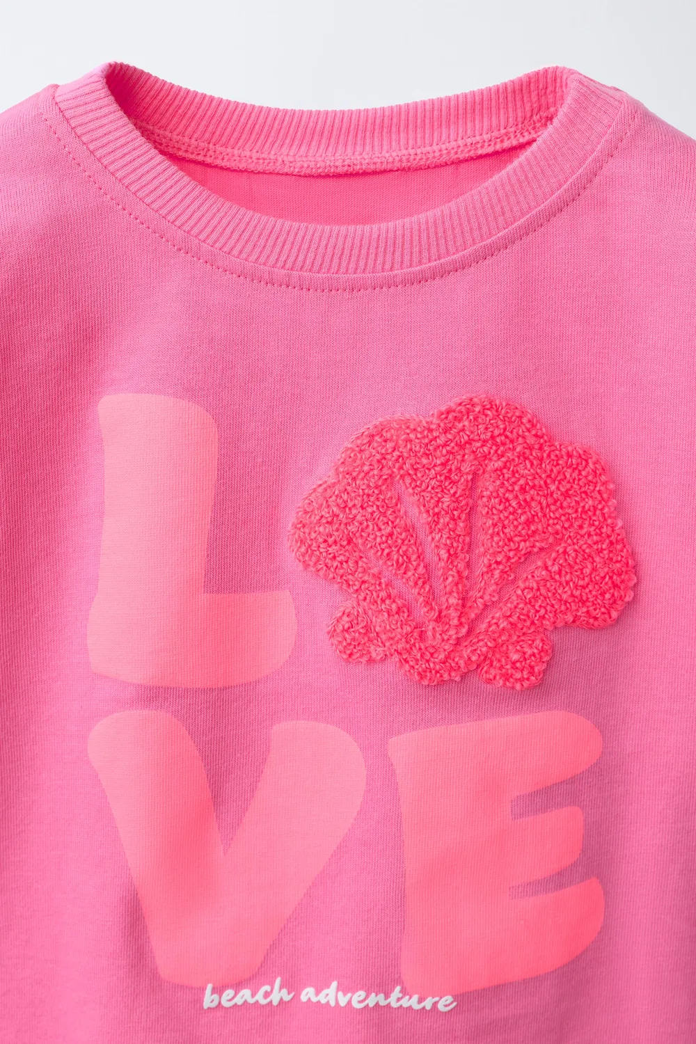 Футболка с нашивкой из махровой ткани ZARA, Neon Pink — фото 3