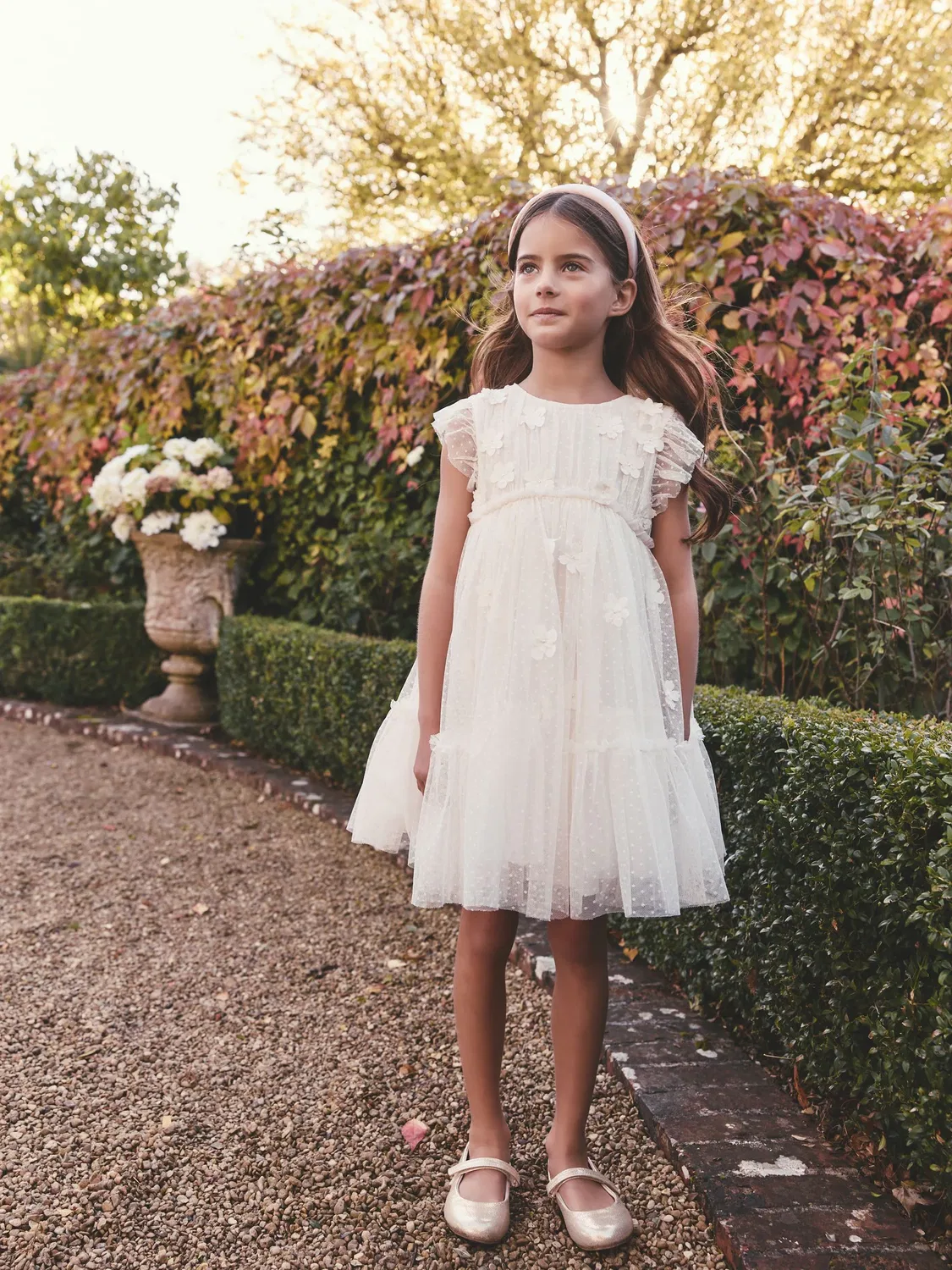Платье для девочек с 3D цветами, Flower Girl Dress Next, экрю