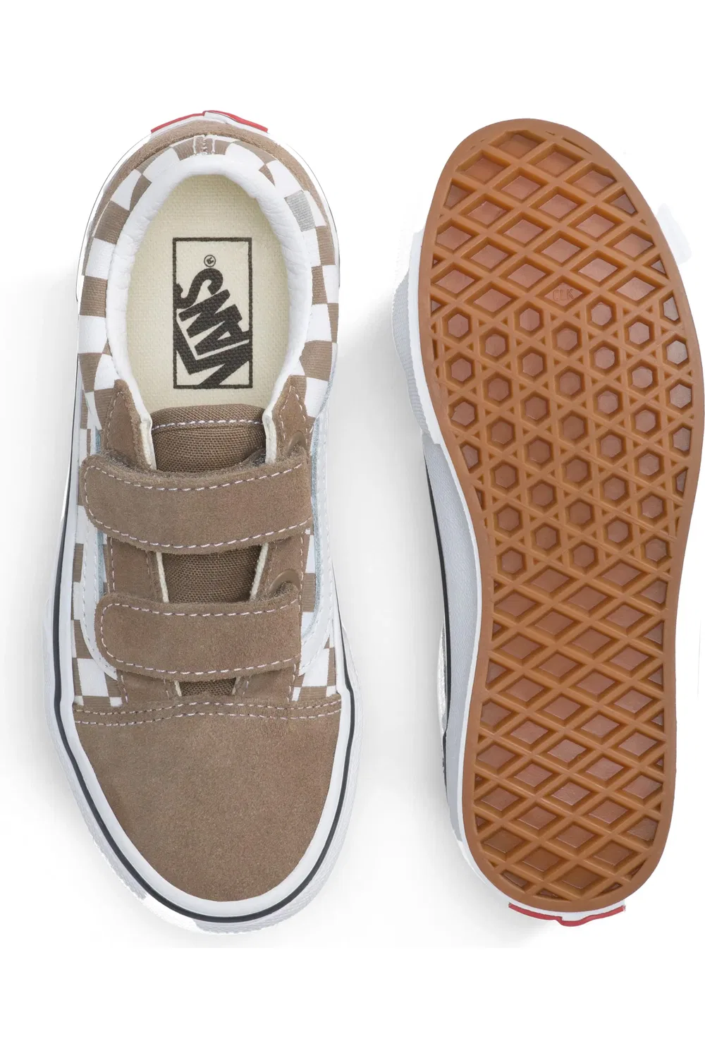 Кроссовки детские с блестящим верхом Old Skool Vans, Checkerboard Walnut — фото 4