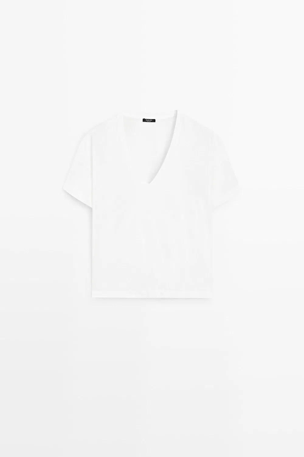 Футболка Massimo Dutti Flowing Cropped Fit V-neck, белый — фото 2
