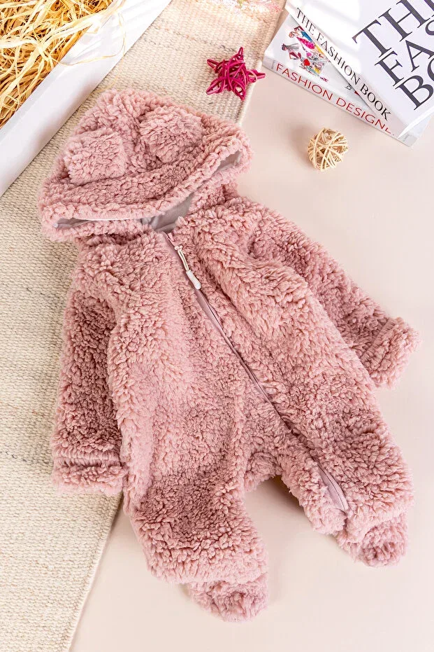 Детский комбинезон с капюшоном Welsoft plush winter Babymod, Dried Rose