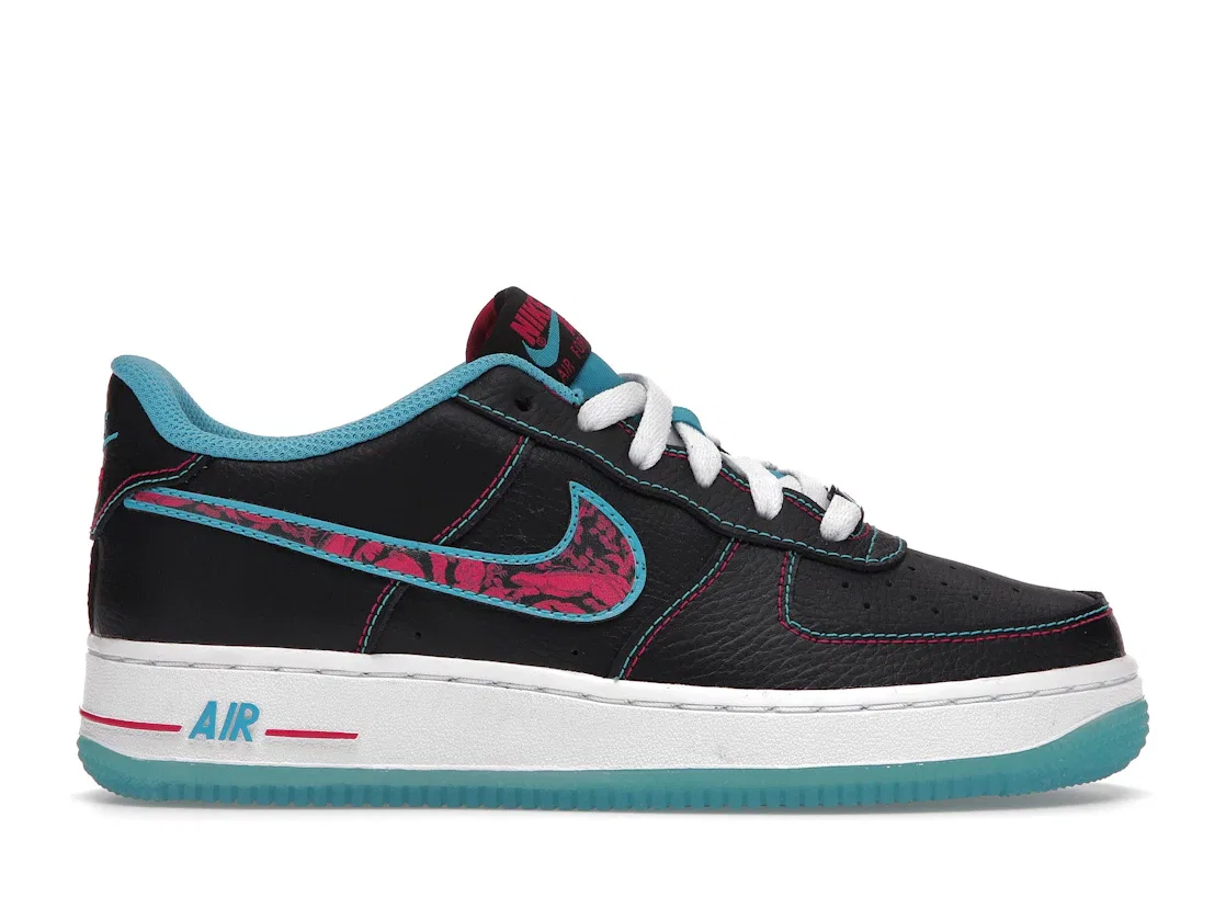 Детские кроссовки Lifestyle Nike Air Force 1 LV8 1, Black/Fireberry-Light Blue Fury