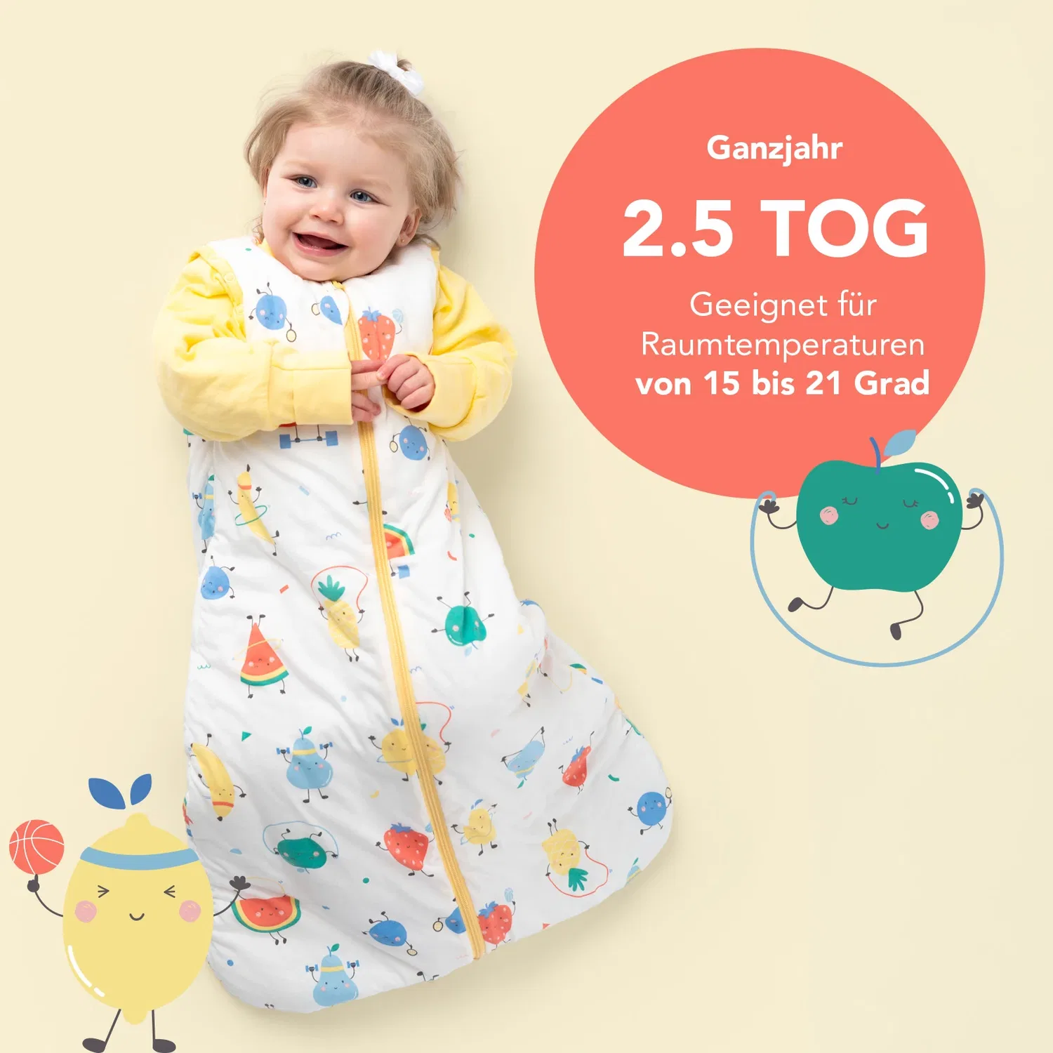 Спальный мешок для малыша 2.5 TOG Schlummersack, белый-желтый — фото 3
