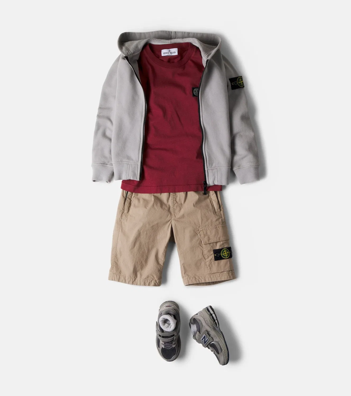 Худи с капюшоном и молнией Stone Island Junior, серый — фото 2