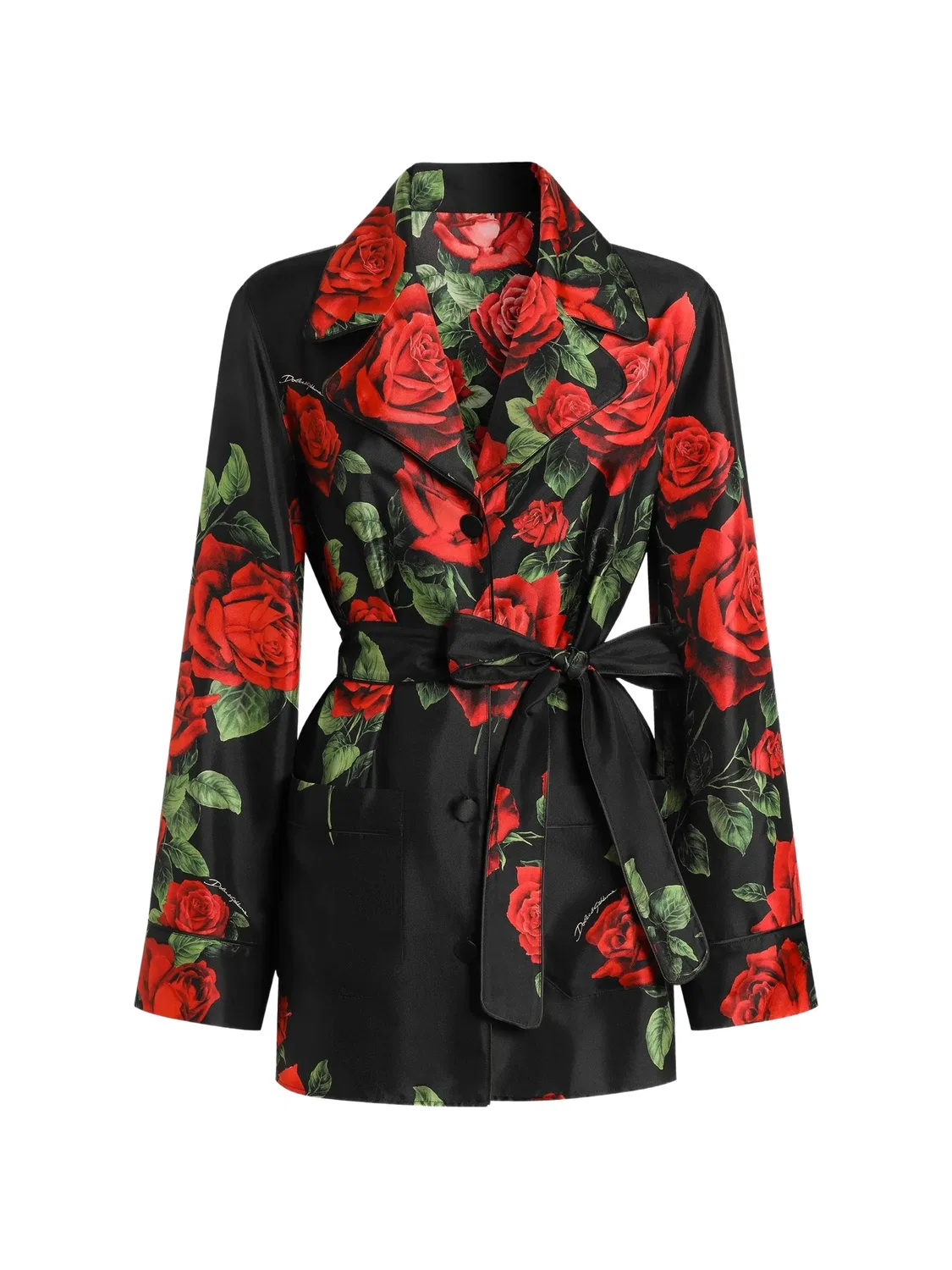 Твиловая рубашка с цветочным принтом Dolce & Gabbana, черный