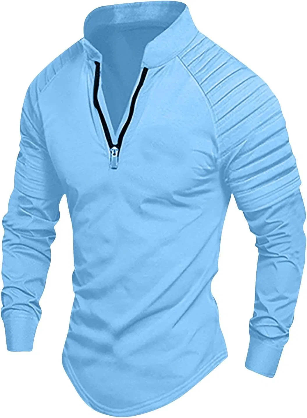 Мужская футболка с длинным рукавом на молнии Generic, Sky Blue