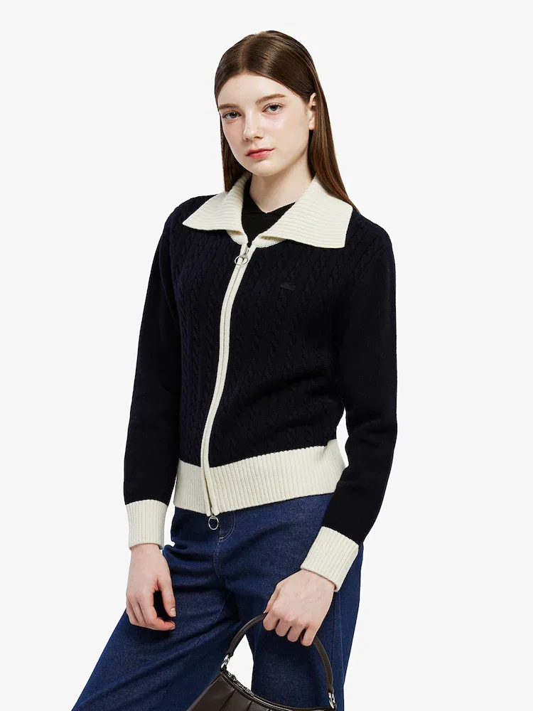 Кардиган LACOSTE HDE, кашемировый на молнии, бежевый