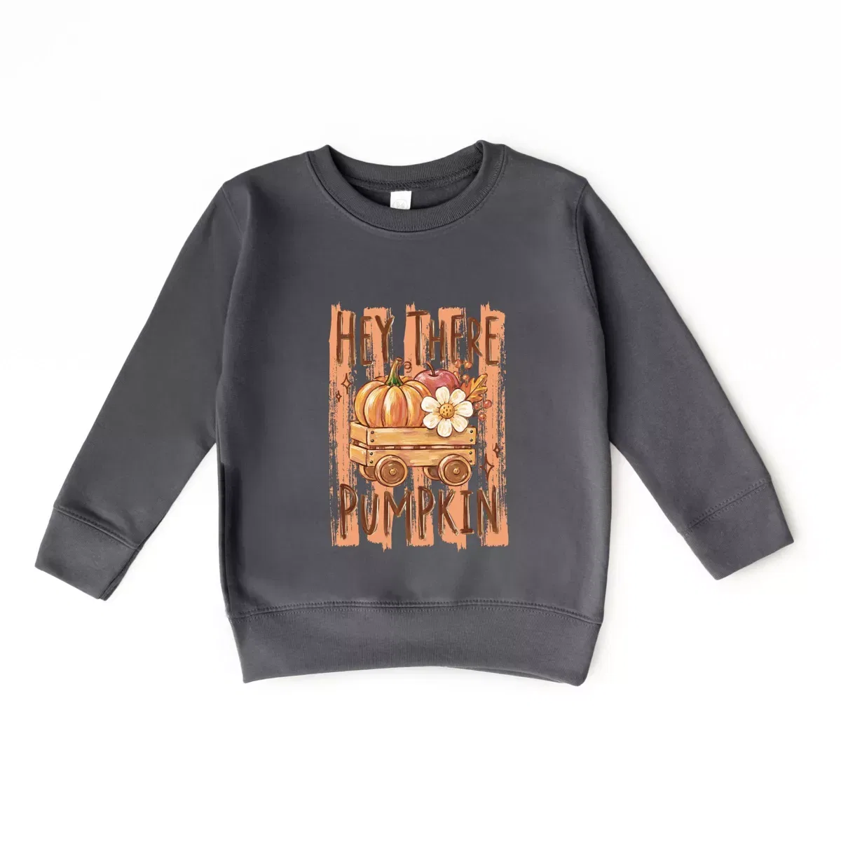 Детский свитшот с принтом Hey There Pumpkin Stripes The Juniper Shop, Charcoal