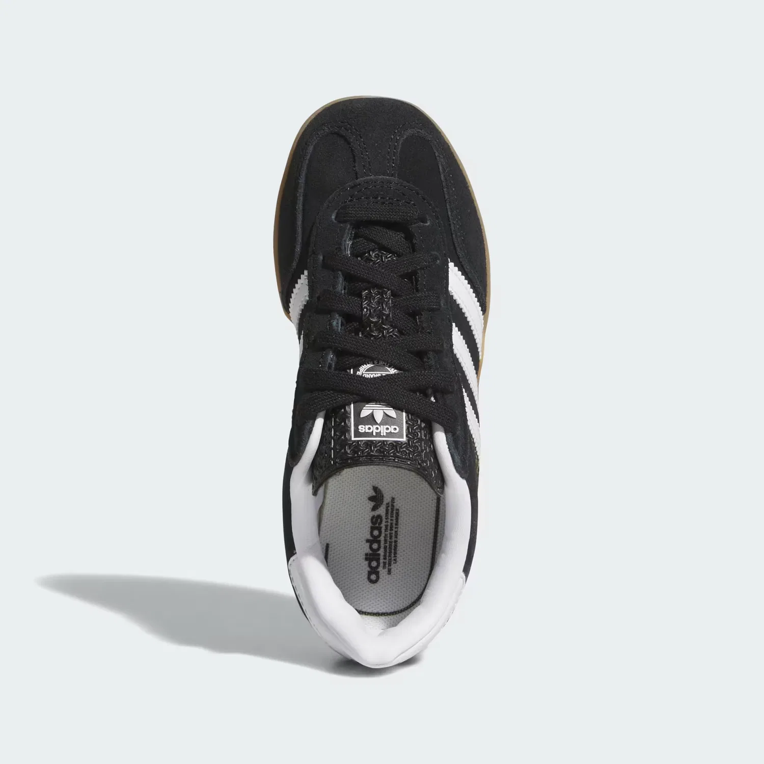 Детские кроссовки из замши Gazelle Indoor Adidas Originals, Core Black/Cloud White/Gum — фото 2