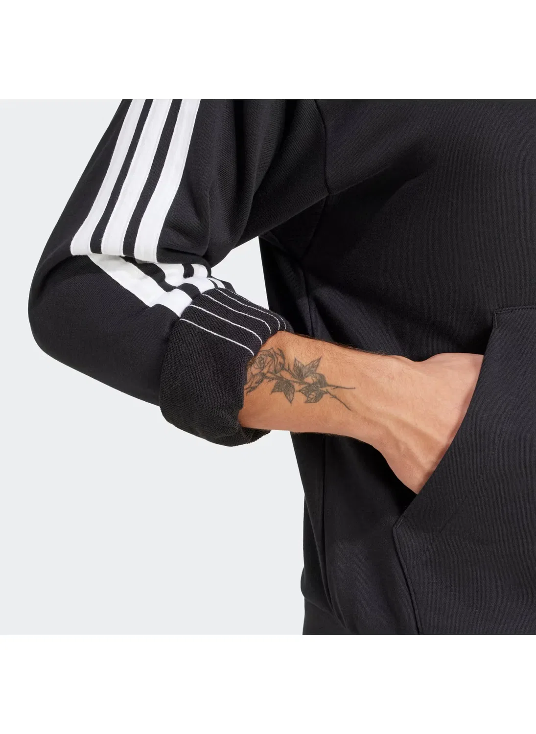 Худи с длинным рукавом 3 stripe essential french terry Adidas, черный — фото 4