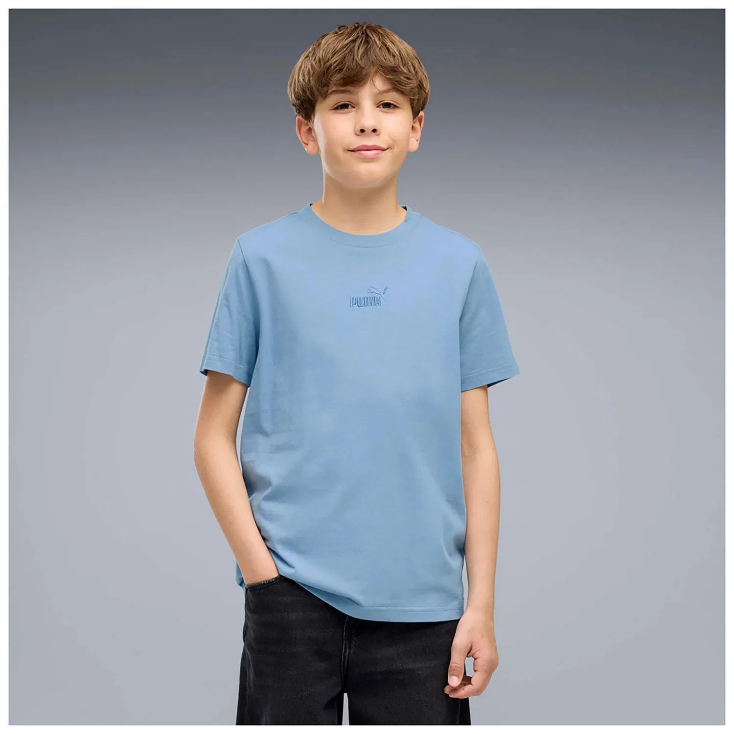 Детская футболка с центральным логотипом Puma Ess Small No.1 Logo Centered Tee B, Puma, Цвет: Blau — фото 2