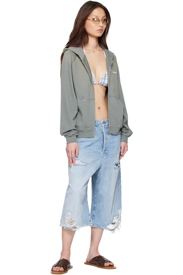 Худи Mended Fleece цвета хаки Acne Studios — фото 4