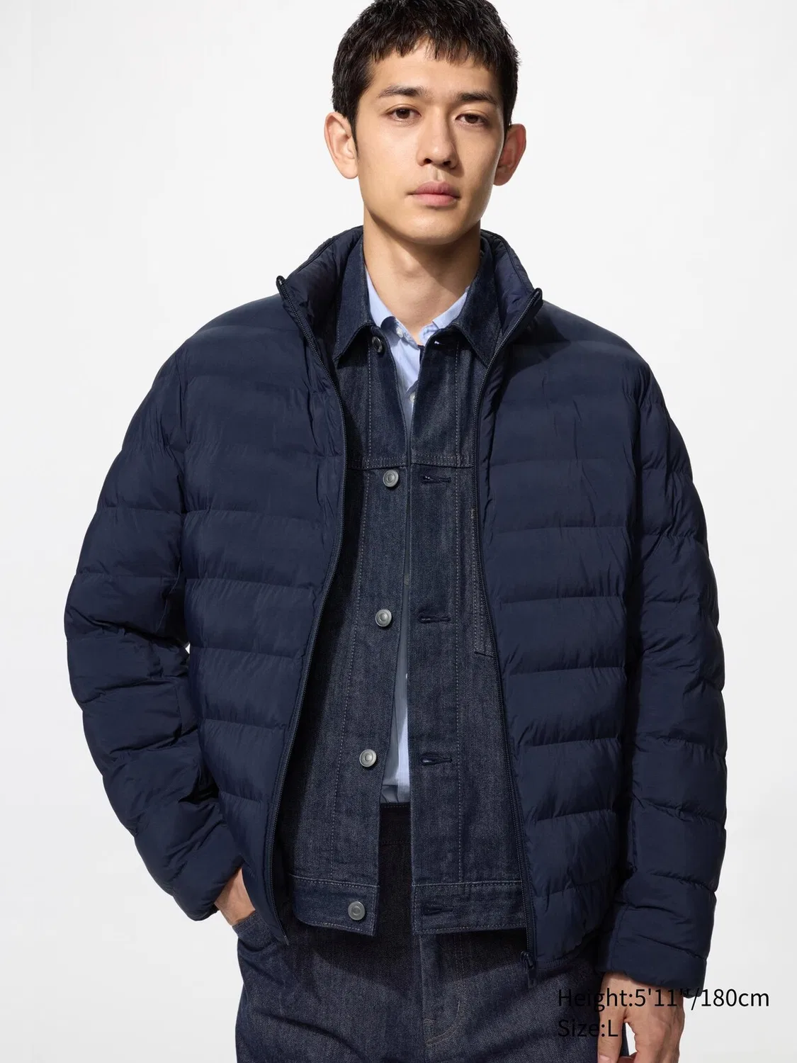Куртка Pufftech Uniqlo, пуховая, темно-синий