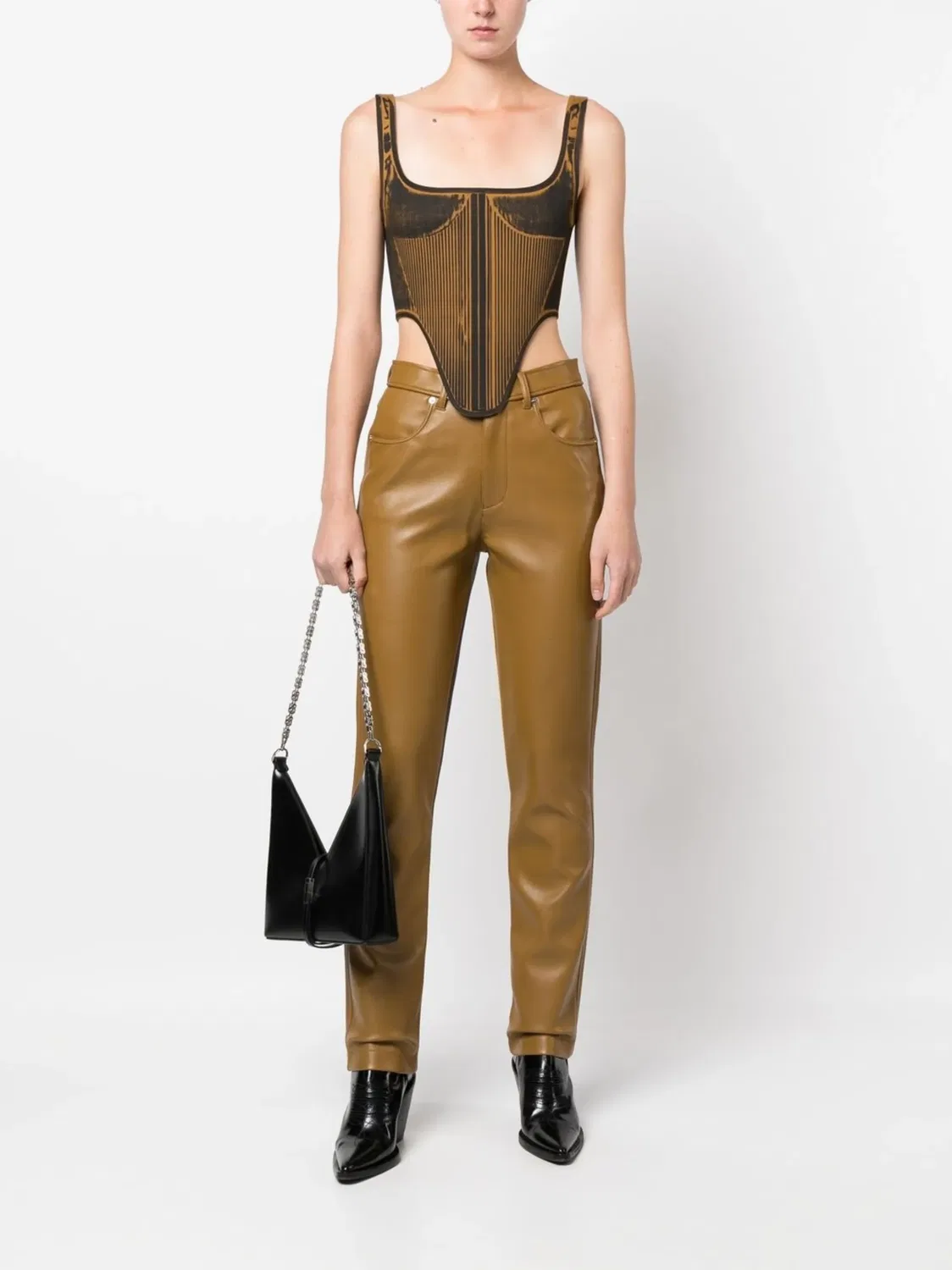 Брюки Прямого Кроя Из Искусственной Кожи Diesel, коричневый — фото 4