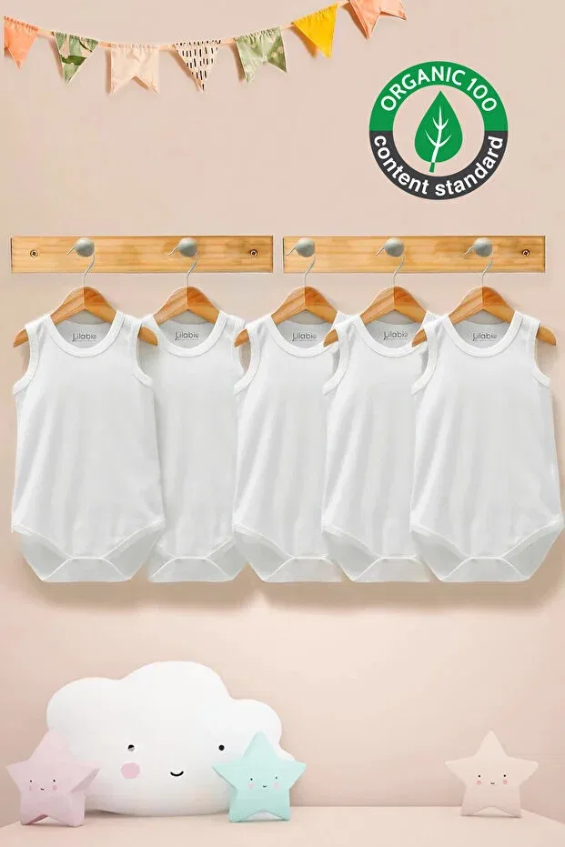 Детское боди-слип с бретельками 5 шт Lilabio, White