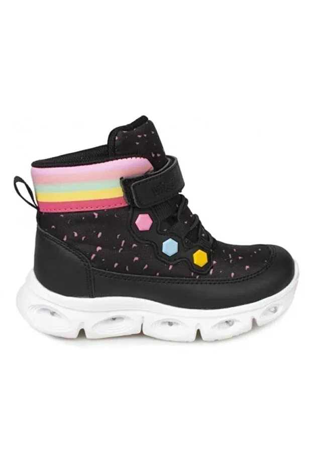 Детские ботинки для девочек на плоской подошве Mizu lighted pylon boots Vicco, Black — фото 2