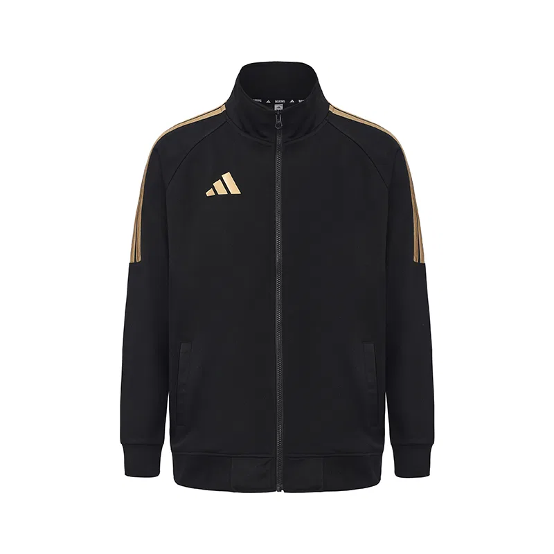 Куртка с воротником-стойкой Adidas, Black with Gold Stripes — фото 3