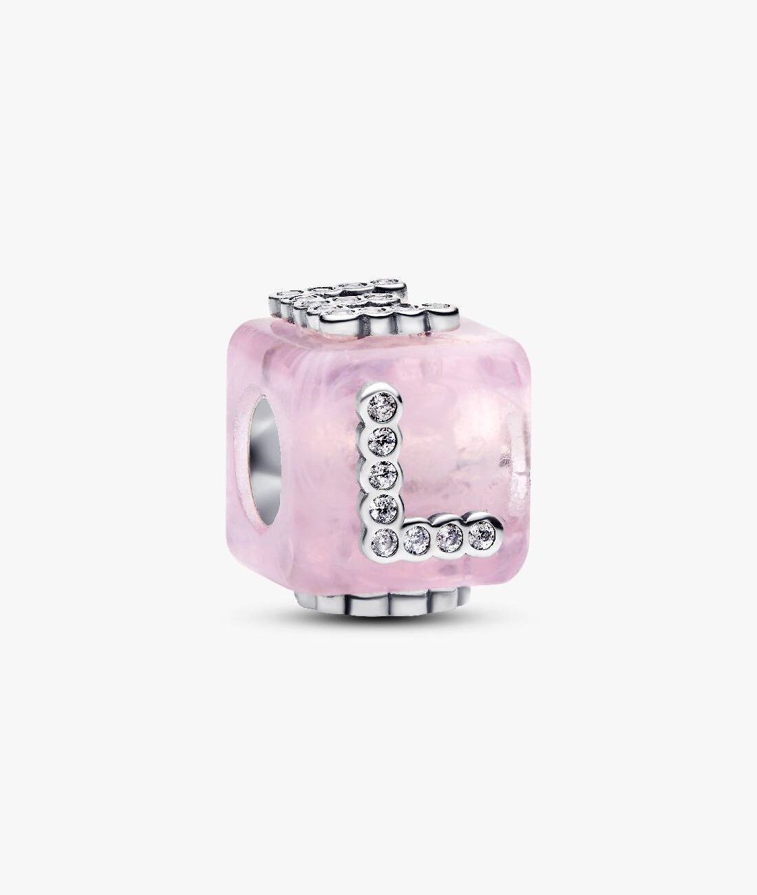 

Шарм Pandora Pink Murano Glass Love Cube, серебро/розовый