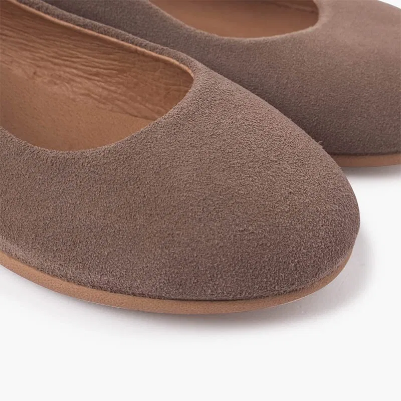 Детские балетки для девочек из замши Pisamonas, Light Brown — фото 2