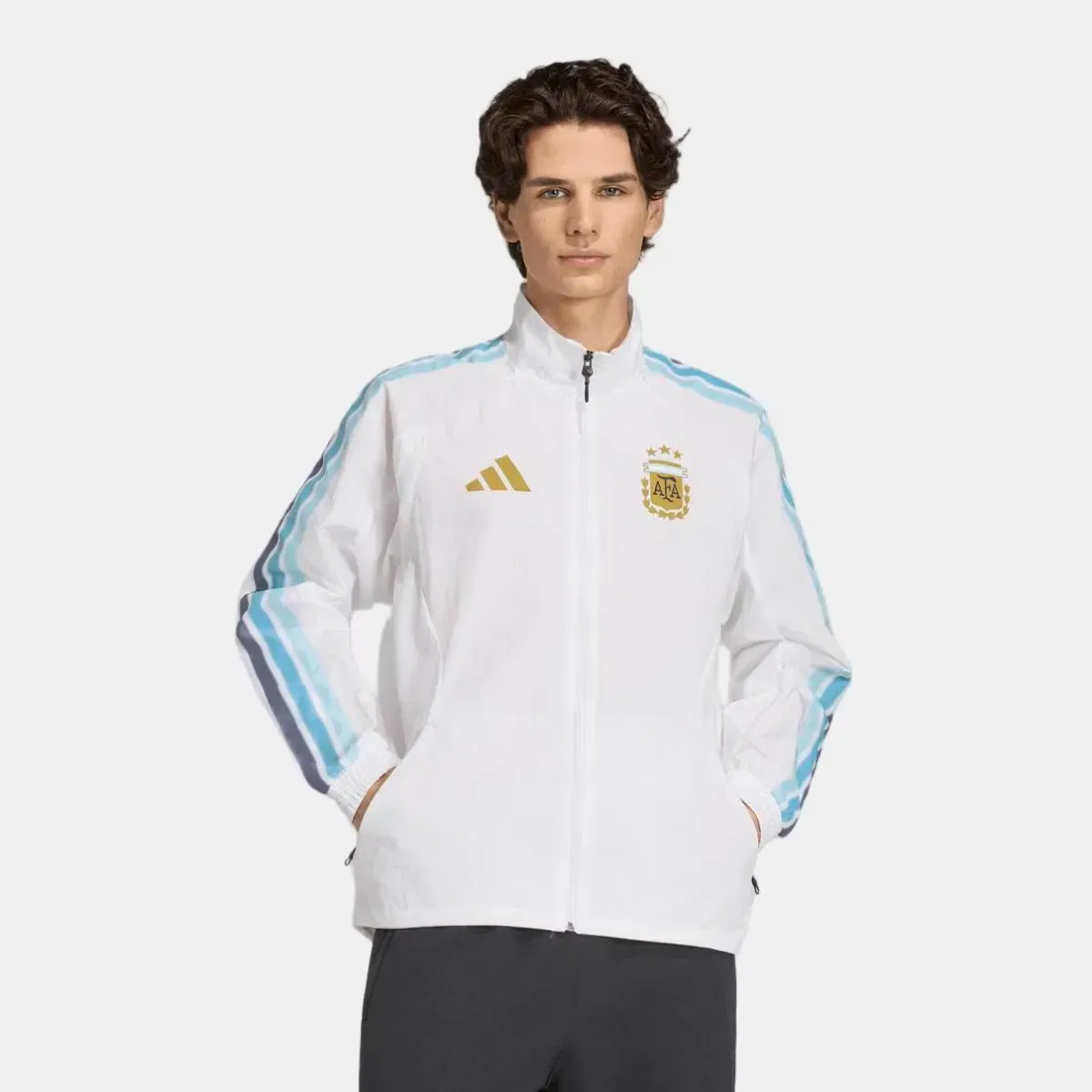 Мужская куртка-антем с блестящей тканью adidas, Blanco