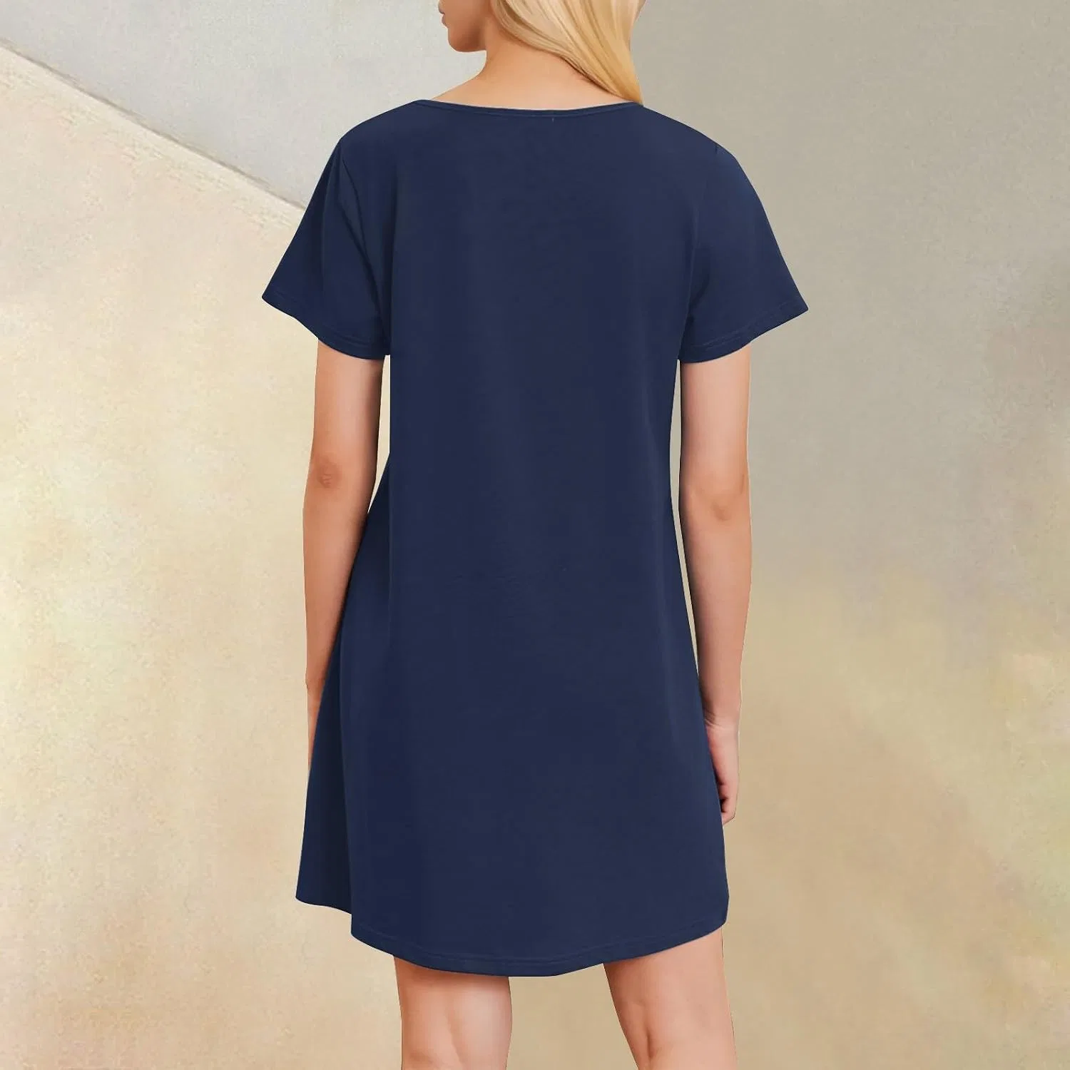 Женское мини-платье с карманами Summer Short Sleeve, Cc08-navy — фото 4